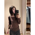 高級感可斜肩彈性蕾絲上衣_6
