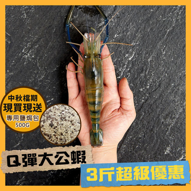 【中秋限定】3斤大公蝦+另贈鹽焗500g 1斤約7~10隻