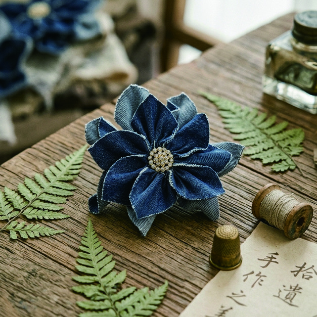 丹寧花語胸花