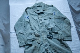 原版古着 韓戰50年代 USAF 美軍公發 OD7 13星釦 HBT 人字紋魚骨布料連身工作服