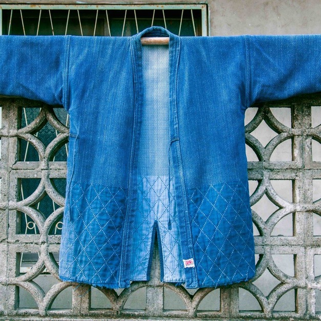 原版古着 日本製 刺子布藍染劍道服 ( 二重二劍 )