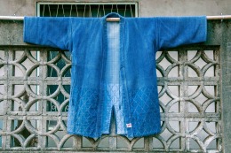 原版古着 日本製 刺子布藍染劍道服 ( 二重二劍 )