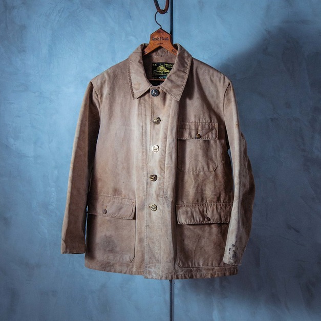 原版古着 1940年代 法國 Le Mont St Michel x Toile Dickson 動物釦 帆布狩獵外套