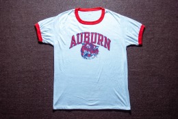 70年代 美國製 Sportswear 出品 奧本大學 老虎頭 古著 校園 50/50 滾邊T恤 TA04