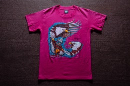 90年代 美國製 Screen Stars Best 出品 新墨西哥州 阿爾伯克基 老鷹 城市旅行紀念品 50/50 古著T恤 TA16