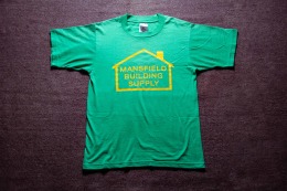 90年代 美國品牌 Fruit Of The Loom 水果牌 出品 Mansfield Building Supply 曼斯費爾德建材行 50/50 企業古著T恤 TA35
