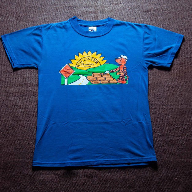 2000年代 美國品牌 Jerzees 出品 Hollister 小學卡通 50/50 校園古著T恤 TA38