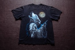 二手 Full Wolf Moon 印地安滿月狼嚎 古著T恤 TA42