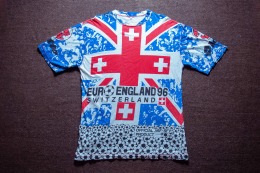 90年代 瑞士足球協會發行 1996年 歐洲國家盃 英格蘭對上瑞士 滿版印刷 古著紀念T恤 TA48