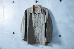 原版古着 40年代 二戰美國海軍陸戰隊公發 USMC HBT 人字紋布料 P44 野戰襯衫 ( E款 )