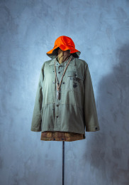 原版古着 40年代 二戰美國海軍陸戰隊公發 USMC HBT 人字紋布料 P44 野戰襯衫 稀有異色拼接