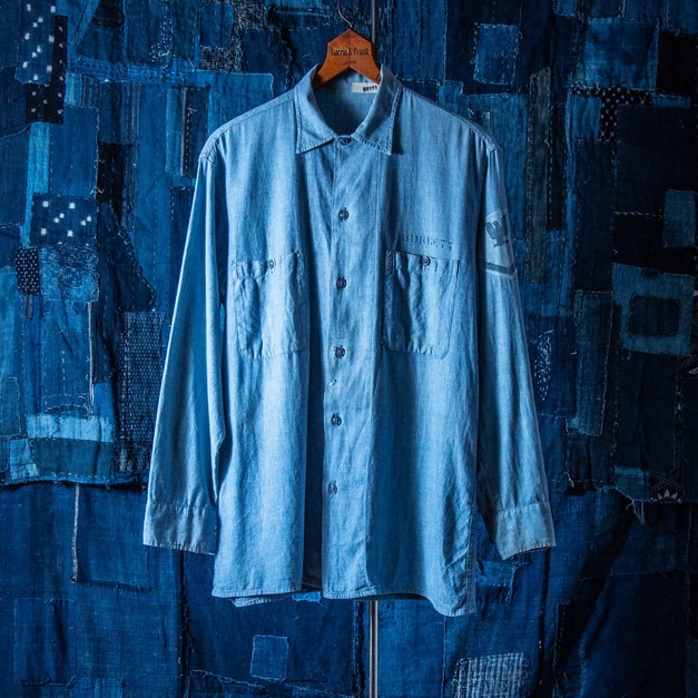 原版古着 50s - 60s 越戰時期 USN 美國海軍公發 US Navy Chambray 香布雷工作襯衫