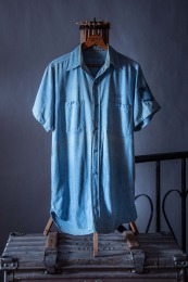 原版古着 60s 越戰時期 USN 美國海軍公發 US Navy Chambray 短袖香布雷工作襯衫