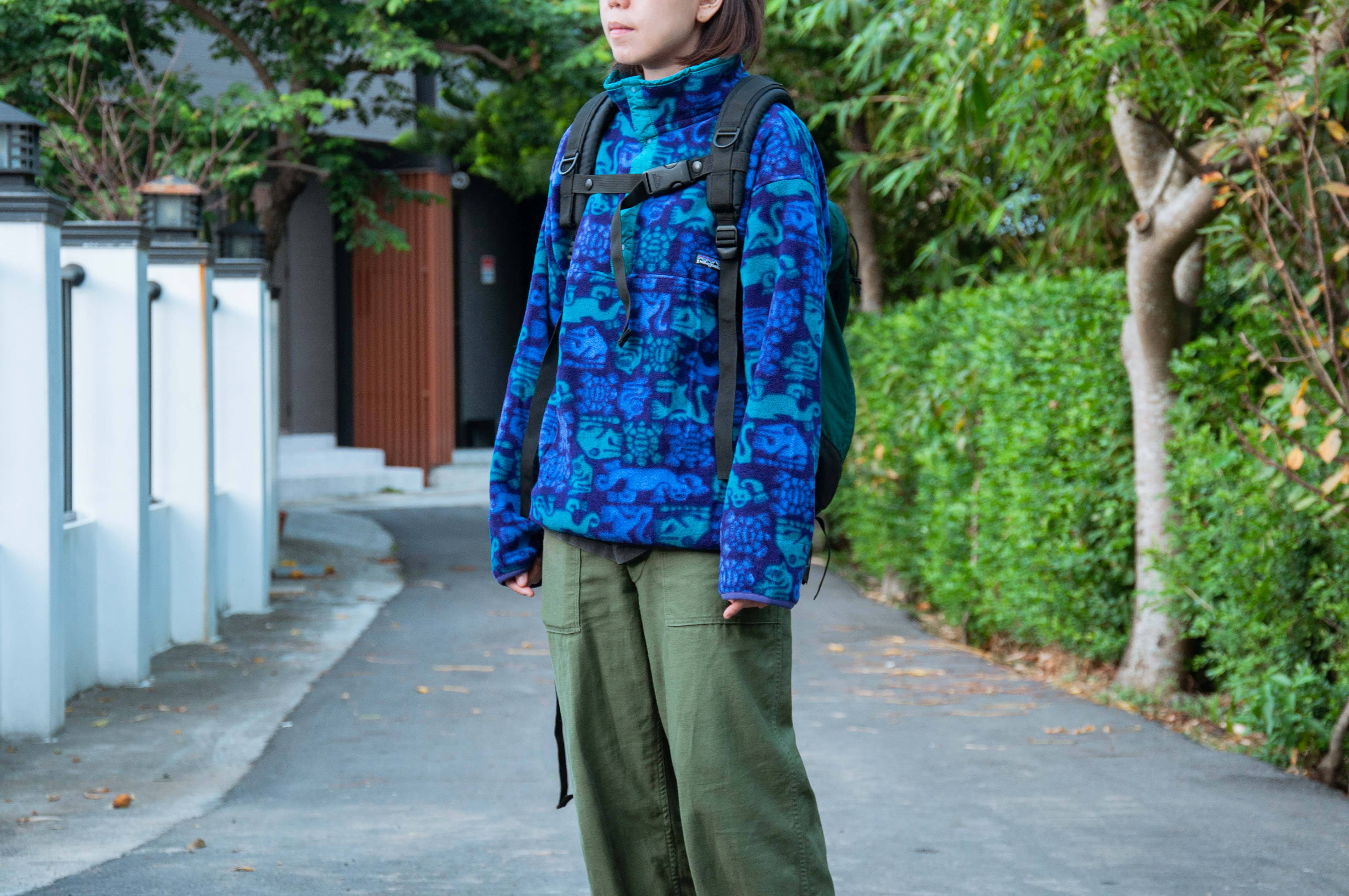 原版古著90年代初期Patagonia Synchilla Snap T 滿版印刷Fleece 古着抓
