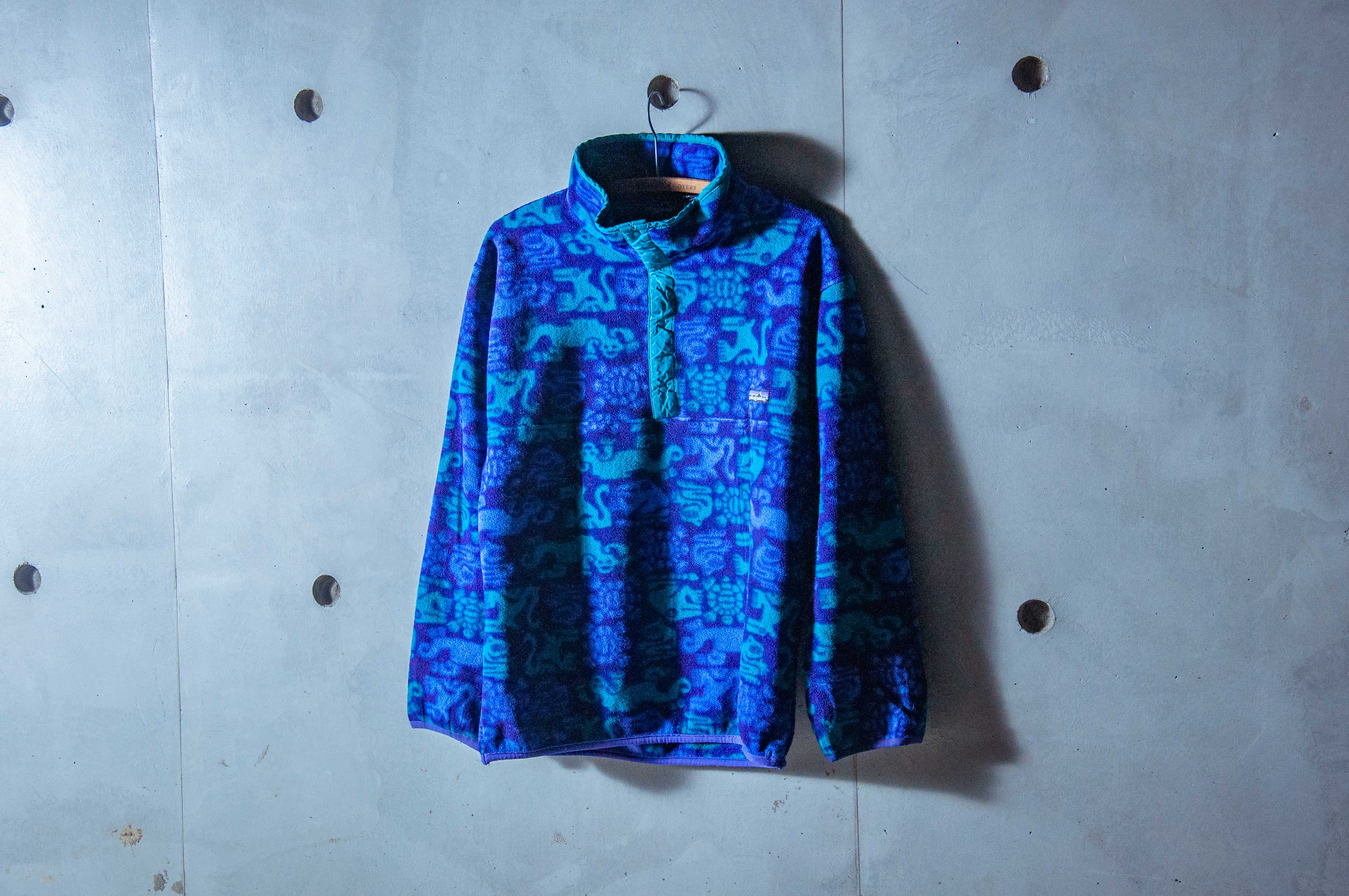 原版古著90年代初期Patagonia Synchilla Snap T 滿版印刷Fleece 古着抓 