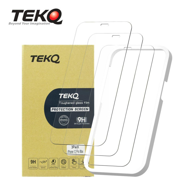 【TEKQ】iPhone 12/12Pro 9H鋼化玻璃 螢幕保護貼 3入 附貼膜神器