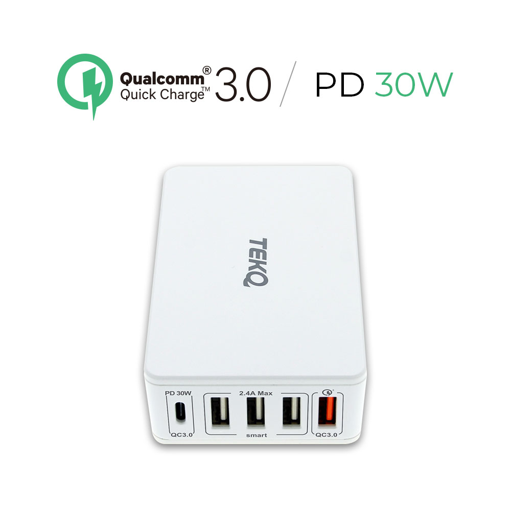 【TEKQ】5孔 63W USB-C/USB PD QC 旅充 五合一多功能充電器