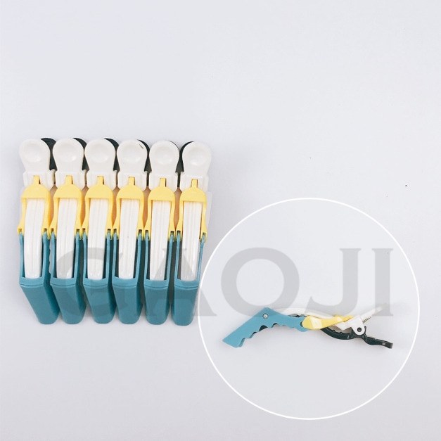 彎彎雙節撞色 鱷魚夾(六入)