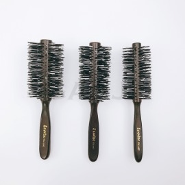 FAWEIO SM-耐熱原木黑白毛圓梳(半圓柄) 