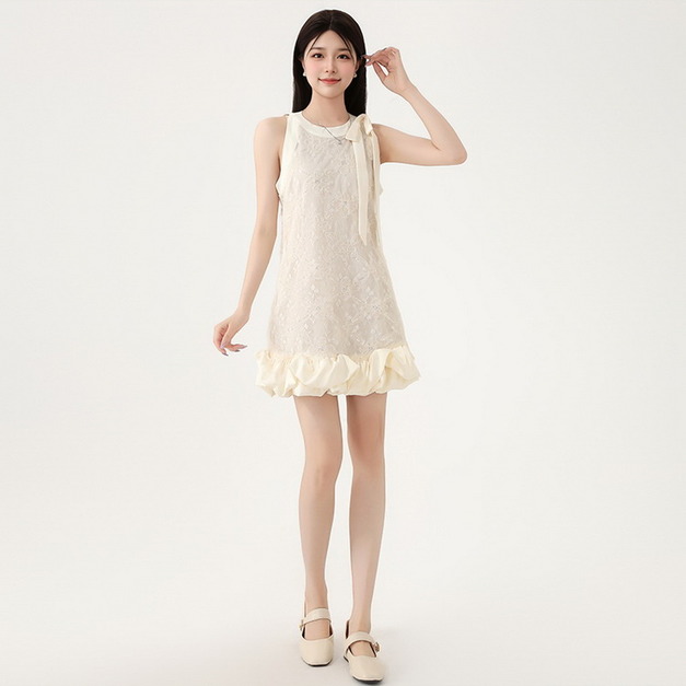 甜美小香風蝴蝶結無袖花苞洋裝