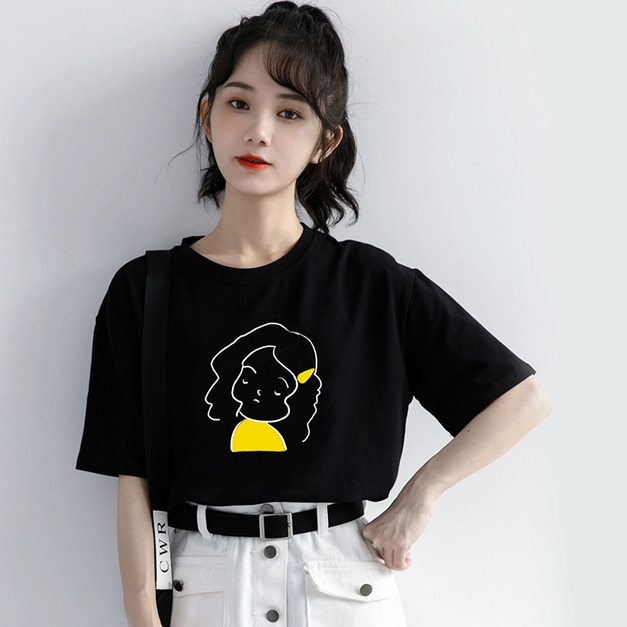 藝術風人像印花Ｔ恤