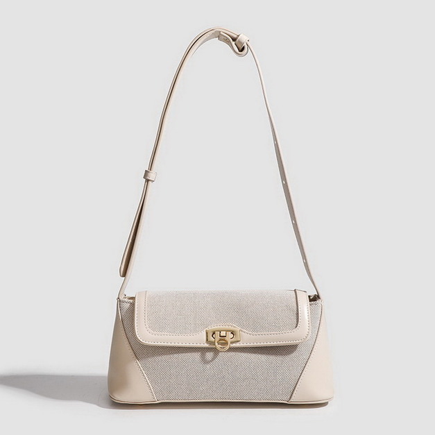 高質感單肩手提撞色帆布小方包