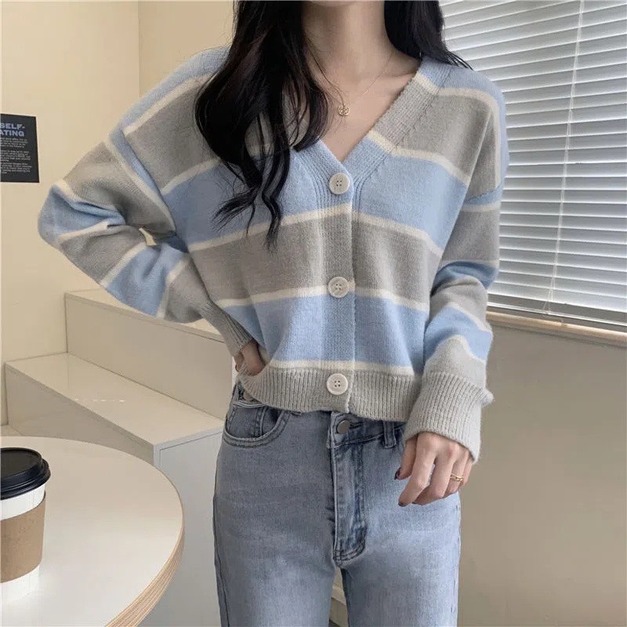 韓版撞色學院風針織上衣