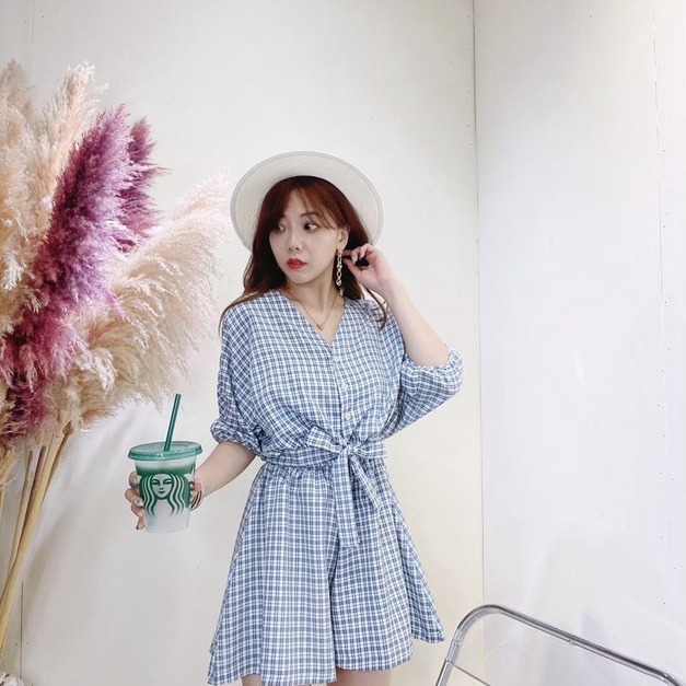 休閒套裝格紋上衣褲