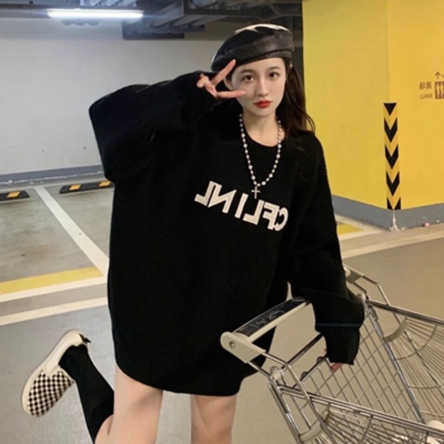 韓版字母寬鬆大學T桖