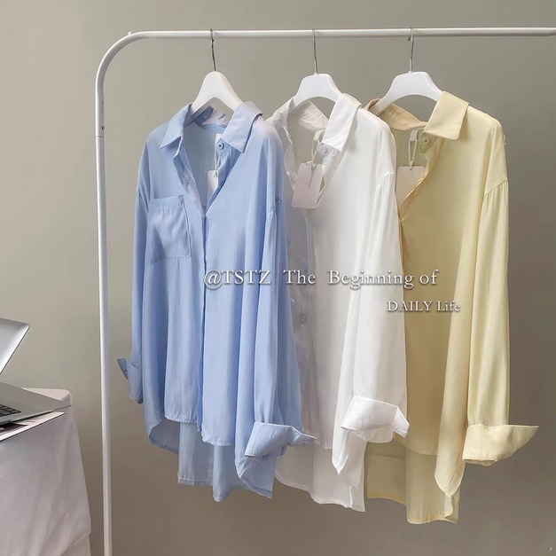 多穿素色襯衫罩衫外套衣