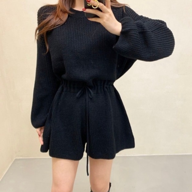 韓版chic針織綁帶連身褲