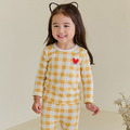 格紋蛋黃愛心-舒棉雲柔衣長袖韓國童裝 [K52809]
