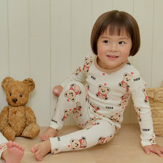 【新品到貨】愛心快樂熊熊-雲柔衣長袖韓國童裝 [K65409]