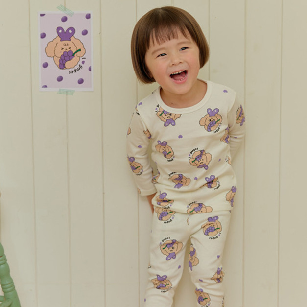 【新品到貨】緞帶葡紫貴賓-雲柔衣長袖韓國童裝 [K65709]