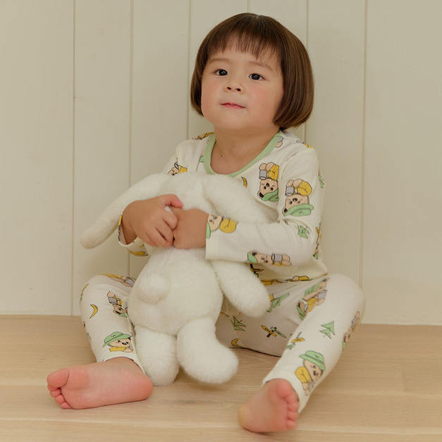 【新品到貨】露營草綠熊熊-雲柔衣長袖韓國童裝 [K65509]