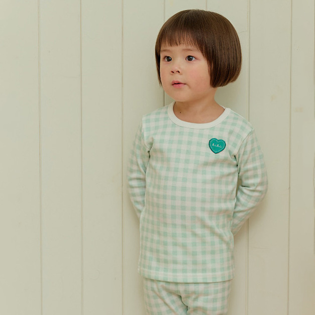 【新品到貨】草綠細格日常-舒棉衣長袖韓國童裝 [K66709]