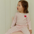 【新品到貨】粉桃細格日常-舒棉衣長袖韓國童裝 [K66809]