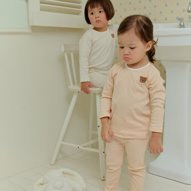 【新品到貨】杏粉熊熊日著-舒棉衣長袖韓國童裝 [K67009]