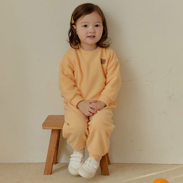 【新品到貨】粉橘柔感-運動套裝長袖韓國童裝 [K67909]