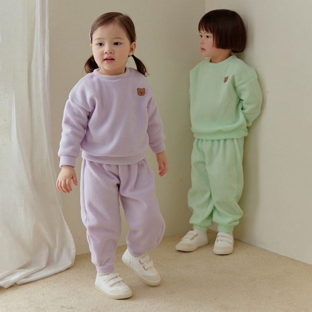 【新品到貨】霧紫柔感-運動套裝長袖韓國童裝[K68109]