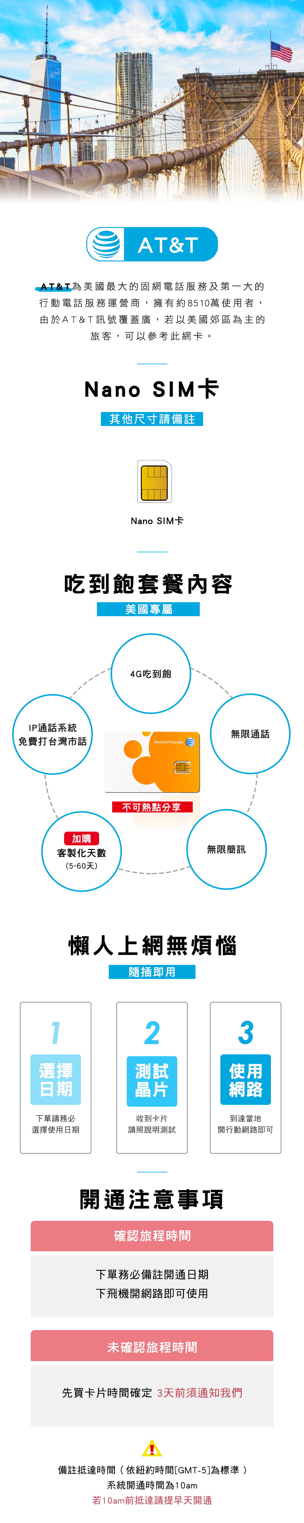 美國原生卡at T 美國5天吃到飽4g不降速 飛行上網工作室 官方網站