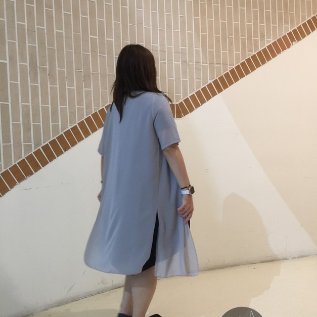 雪紡無扣長外套 （灰色）