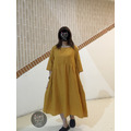 素色黃 七分長洋裝_5