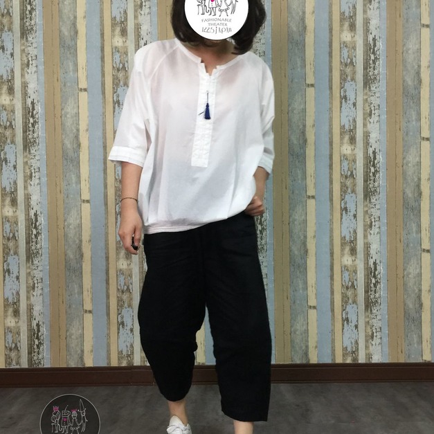 寬版素色中式圓領上衣