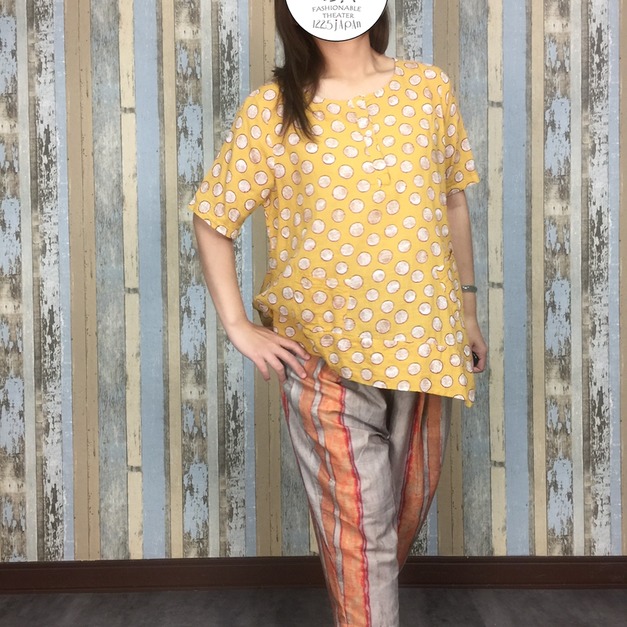 圈圈棉麻娃娃上衣-黃色