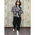 黑白水墨抓皺上衣-黑底白葉_3