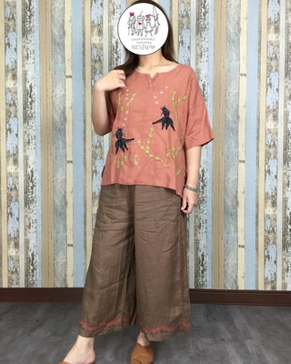 金魚短版上衣-咖啡色