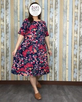 紅藍花棉麻洋裝
