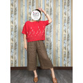 蘆葦繡花短版麻衣-紅色_9
