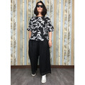 黑白水墨抓皺上衣-黑底白葉_8